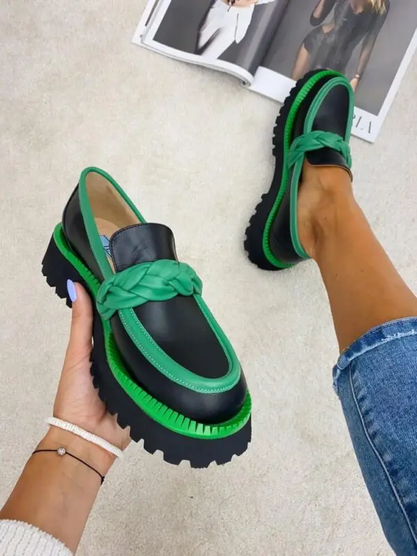 Loaferiai išskirtinio modelio su platforma - odiniai