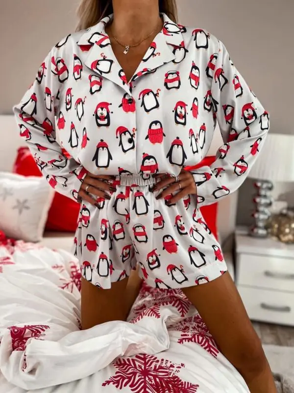Kalėdinė CHRISTMAS PINGUIN pižama - marškiniai ir šortai