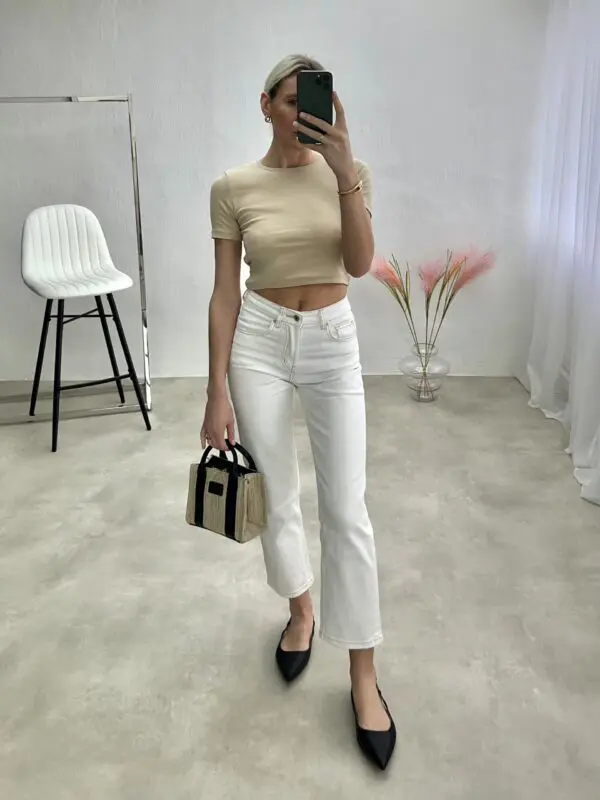 Marškinėliai Crop Top trumpomis rankovemis