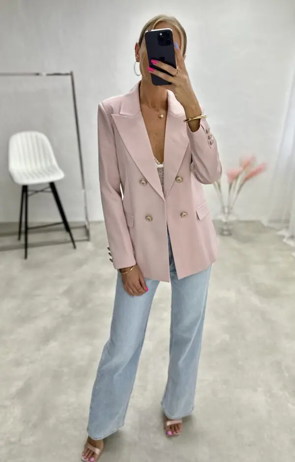 Švarkas su sagomis Angela - rausvos spalvos