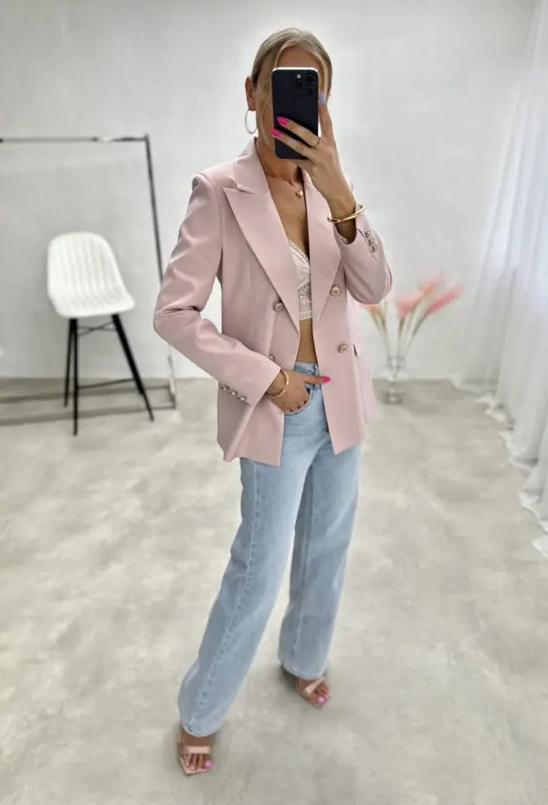 Švarkas su sagomis Angela - rausvos spalvos