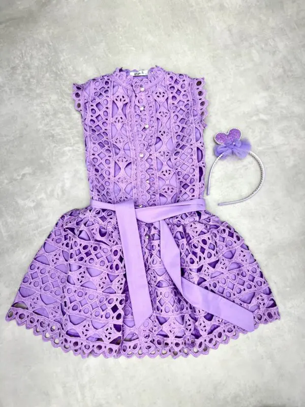 Vaikiška puošni violetinės spalvos suknelė