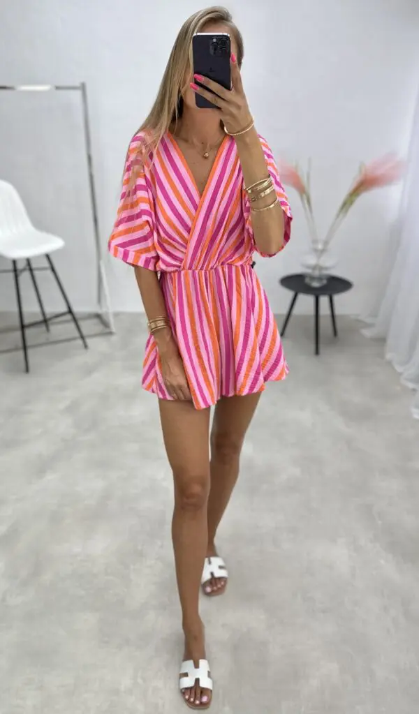 Kombinezonas dryžuotas Ella rožinė