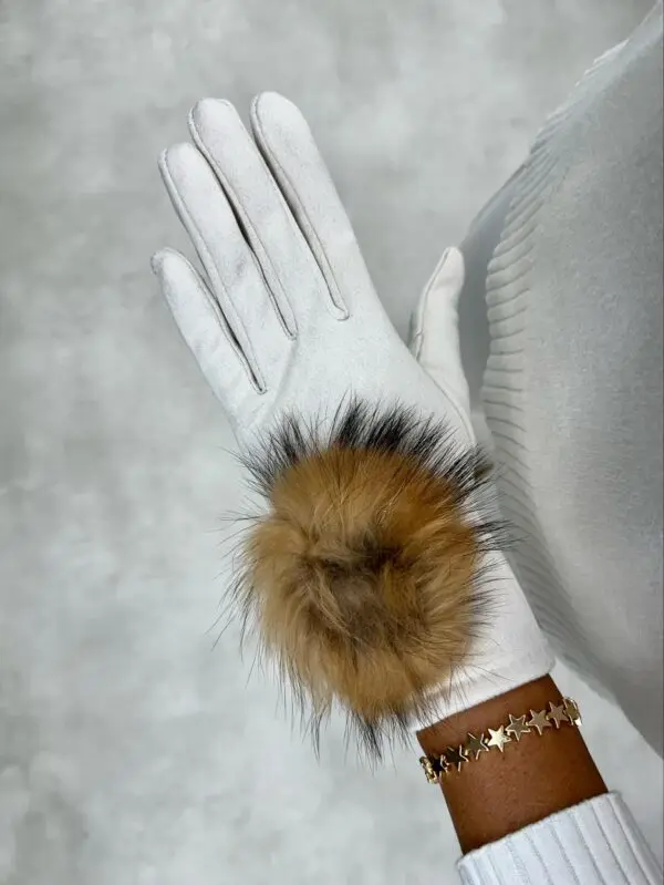 Pirštinės su dirbtinio kailio kutu