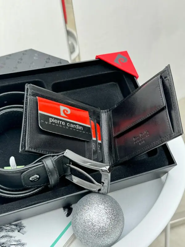 Natūralios odos Pierre Cardin piniginės ir diržo rinkinys