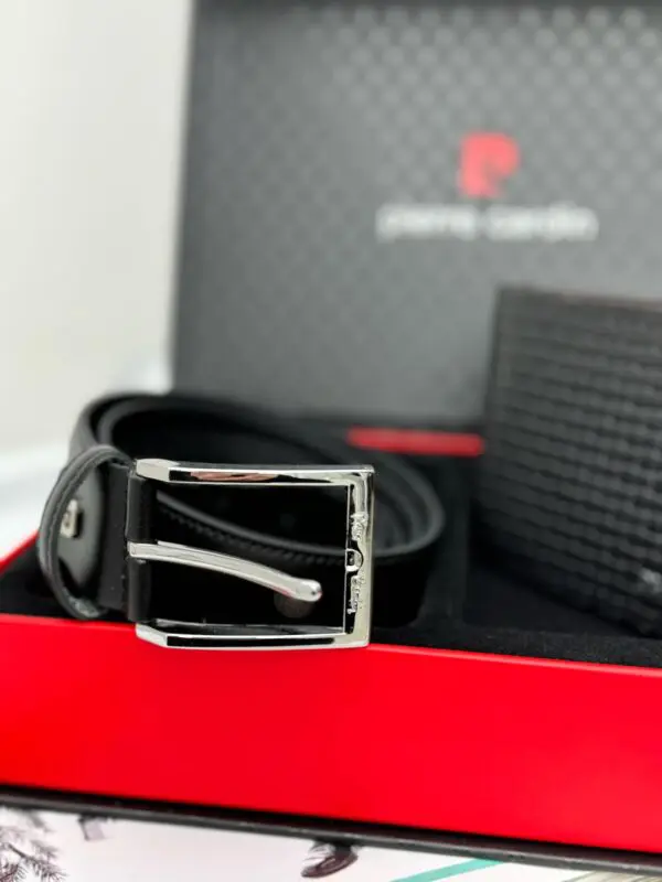 Natūralios odos Pierre Cardin piniginės ir diržo rinkinys