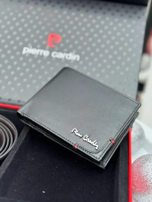 Natūralios odos Pierre Cardin piniginės ir diržo rinkinys