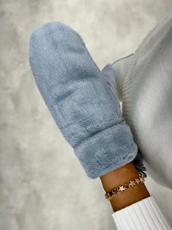 Šiltos kumštinės pirštinės su dirbtiniu kailiu