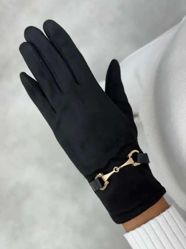 Pirštinės su auksinės spalvos detale