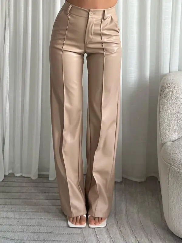 Dirbtinės odos kelnės su kantu