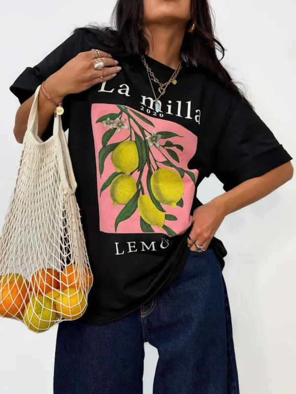Marškinėliai iliustruoti citrinų motyvu