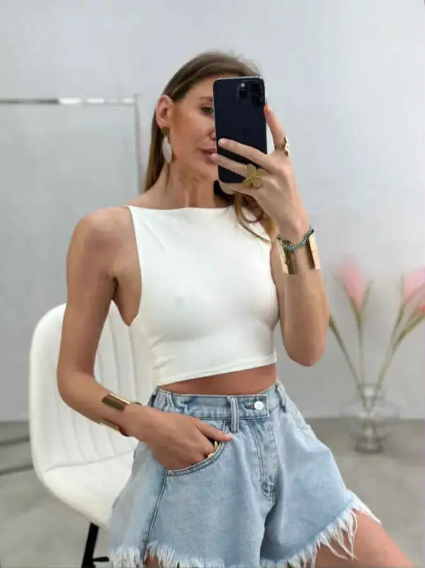 Marškinėliai Crop Top su petnešėlėmis