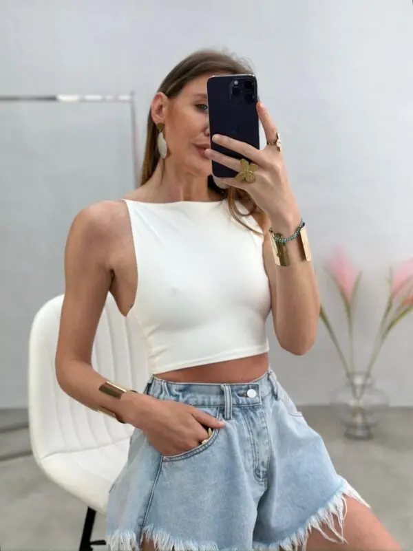Marškinėliai Crop Top atvira nugara