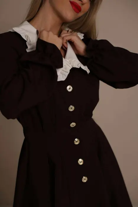 Elegantiška suknelė su kailnieriukais