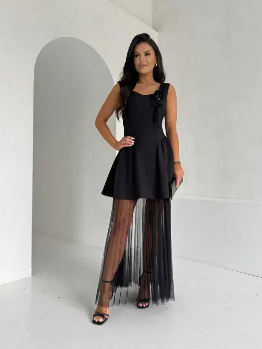 Puošni suknelė su tiuliu