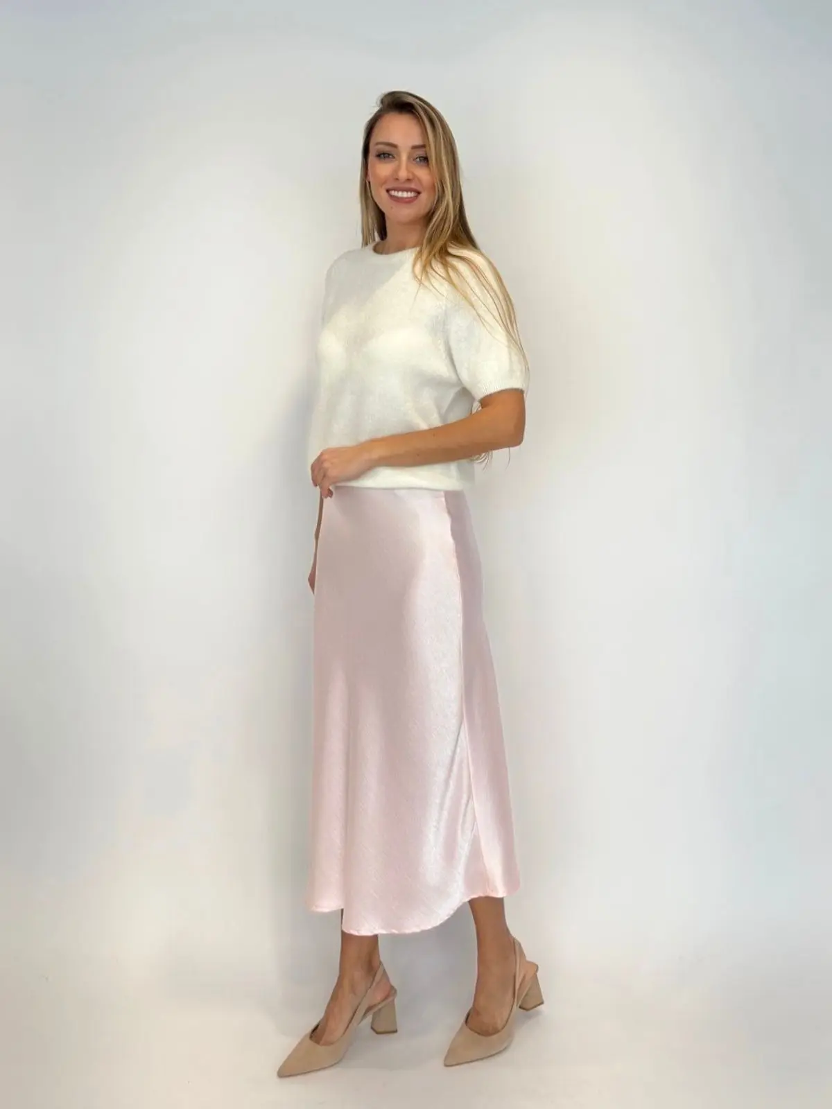 Midi sijonas iš blizgaus audinio - Image 4