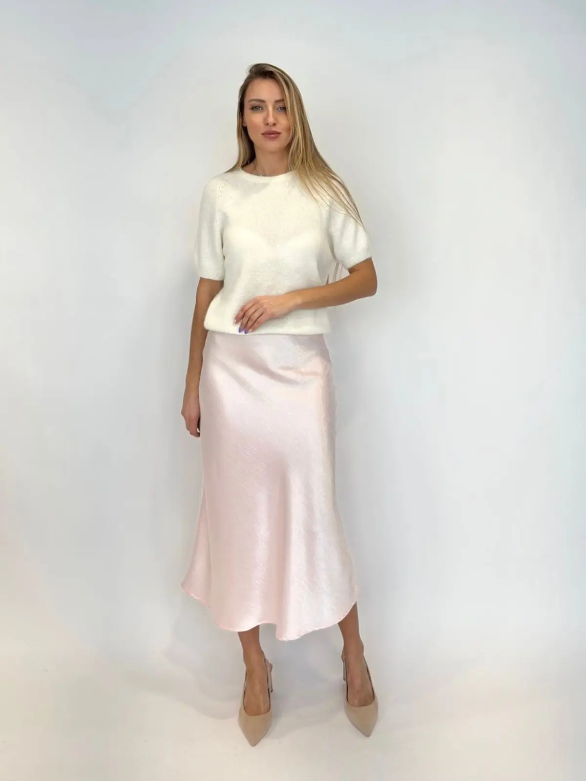 Midi sijonas iš blizgaus audinio - Image 3