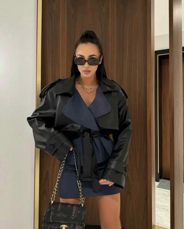 Stilinga dirbtinės odos striukė