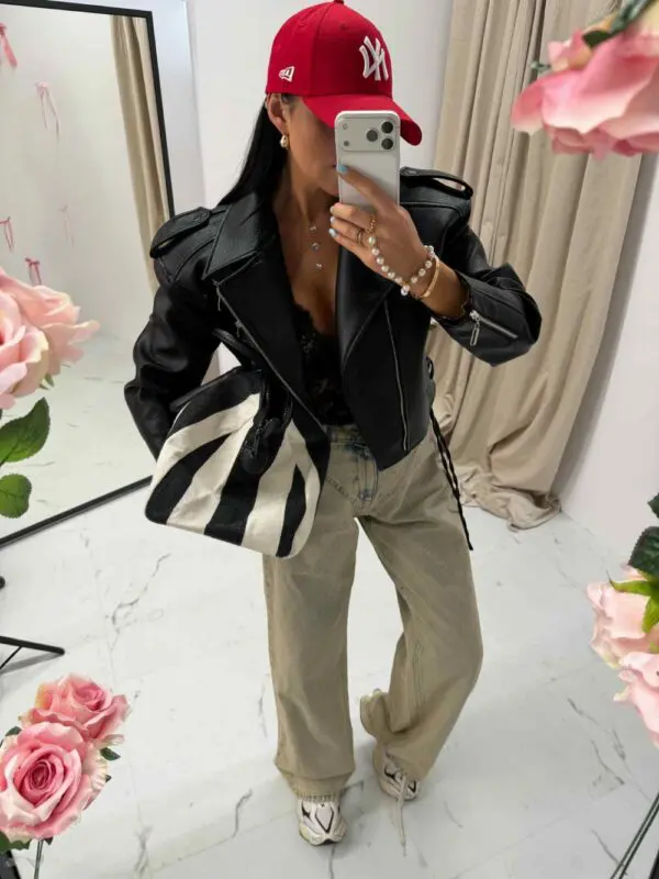 Dirbtinės odos biker striukė