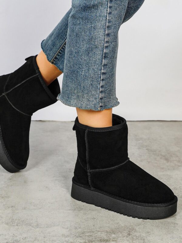 Ilgesnio UGG tipo modelio odiniai batai juodos spalvos