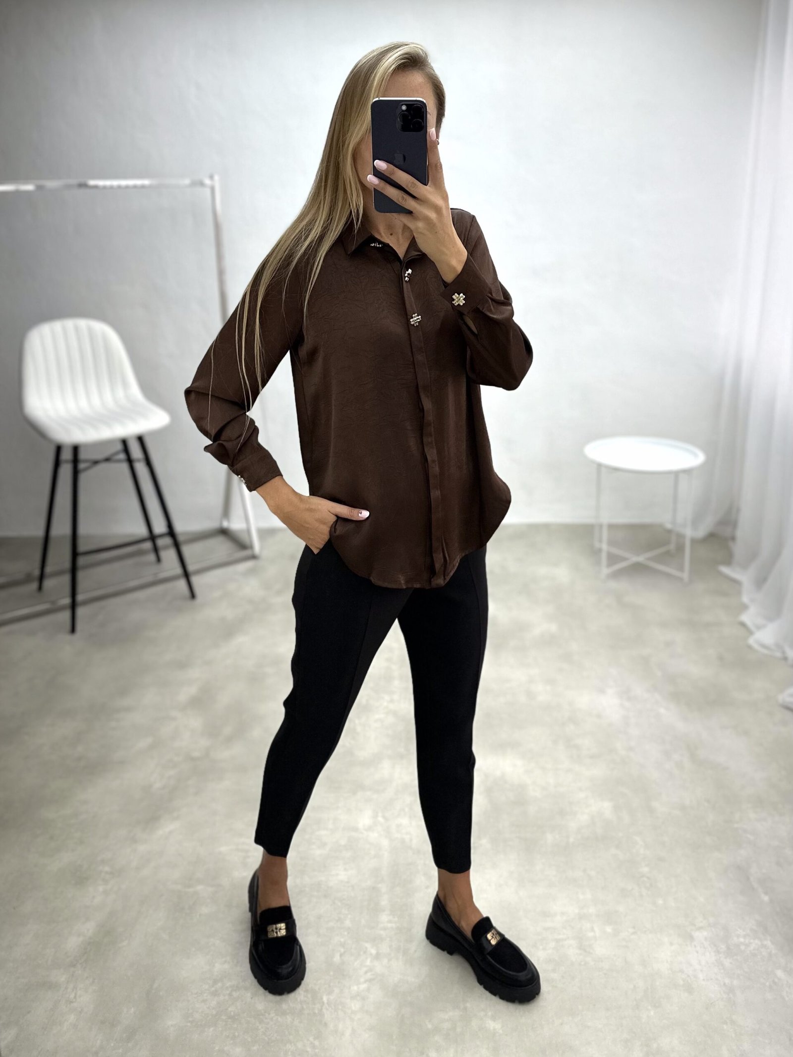 Blizgaus audinio marškiniai - Image 11